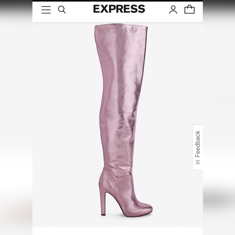 Pink metallic thigh high boots NWT